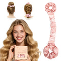 BONNET QUEEN Multi-Function Satin Heatless Hair Curler & Hair Tie Non-Heating Hair Roller Curling Rod with Scrunchie, Large, Champagne(For Big Curls), Hair Curling Rods Outdoorfun,Summervibes