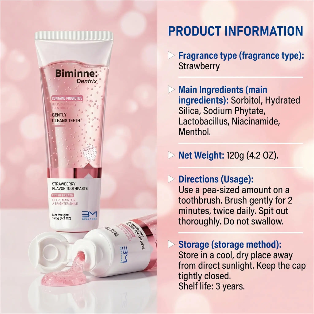 Biminne Whitening Niacinamide Toothpaste Probiotic Sensitive Teeth Care Sensitive Teeth Flouride Free Toothpaste Effective Formula Zero Fluoride