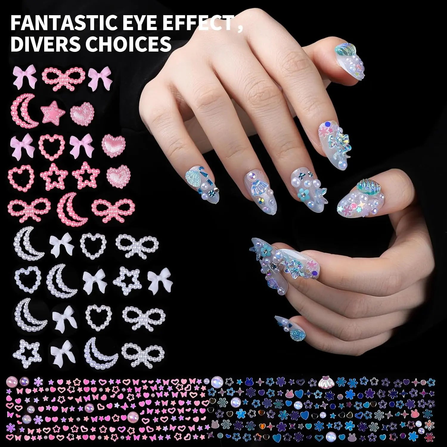 24 Grid Nail Art Decoration Set, Mixed Shapes with Pen & Tweezers, Shiny Accessories, Rhinestone Decorations for Women & Girls, Professional Manicure Supplies, DIY Nail Art, Nail Art Design