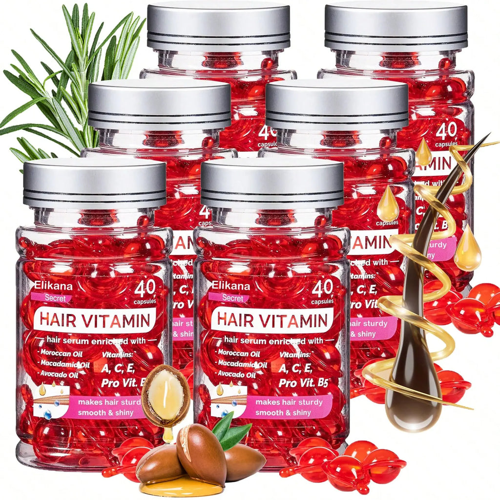 Eikana Hair Vitamin Capsules 40Pcs, Enriched with Vitamins a C E & Avocado Oil, Deep Nourishing Hair Serum for Smooth Silky Shine, Frizz Control, Easy Single-Use for All Hair Types