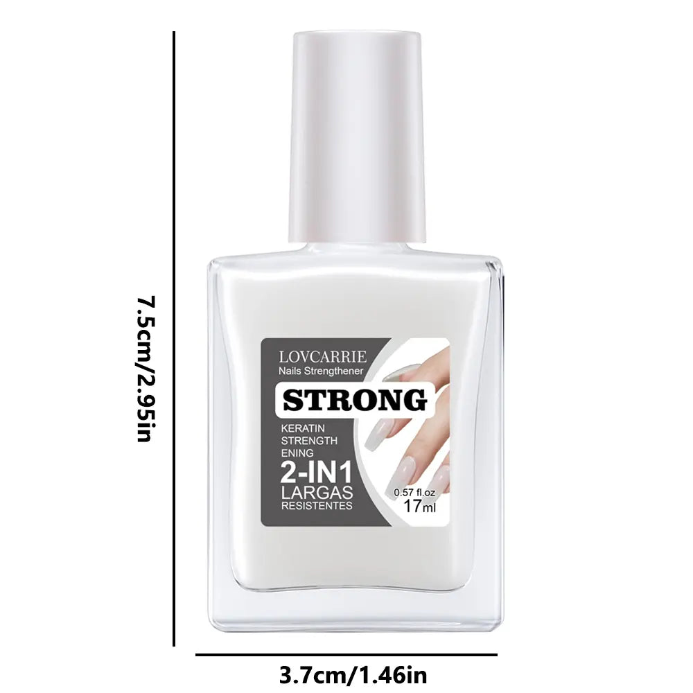 LOVCARRIE 2-In-1 Keratin Strengthening Nail Strengthener — Rescues Brittle Nails — Ideal for Nail Art Enthusiasts — 17Ml / 0.57 Fl.Oz