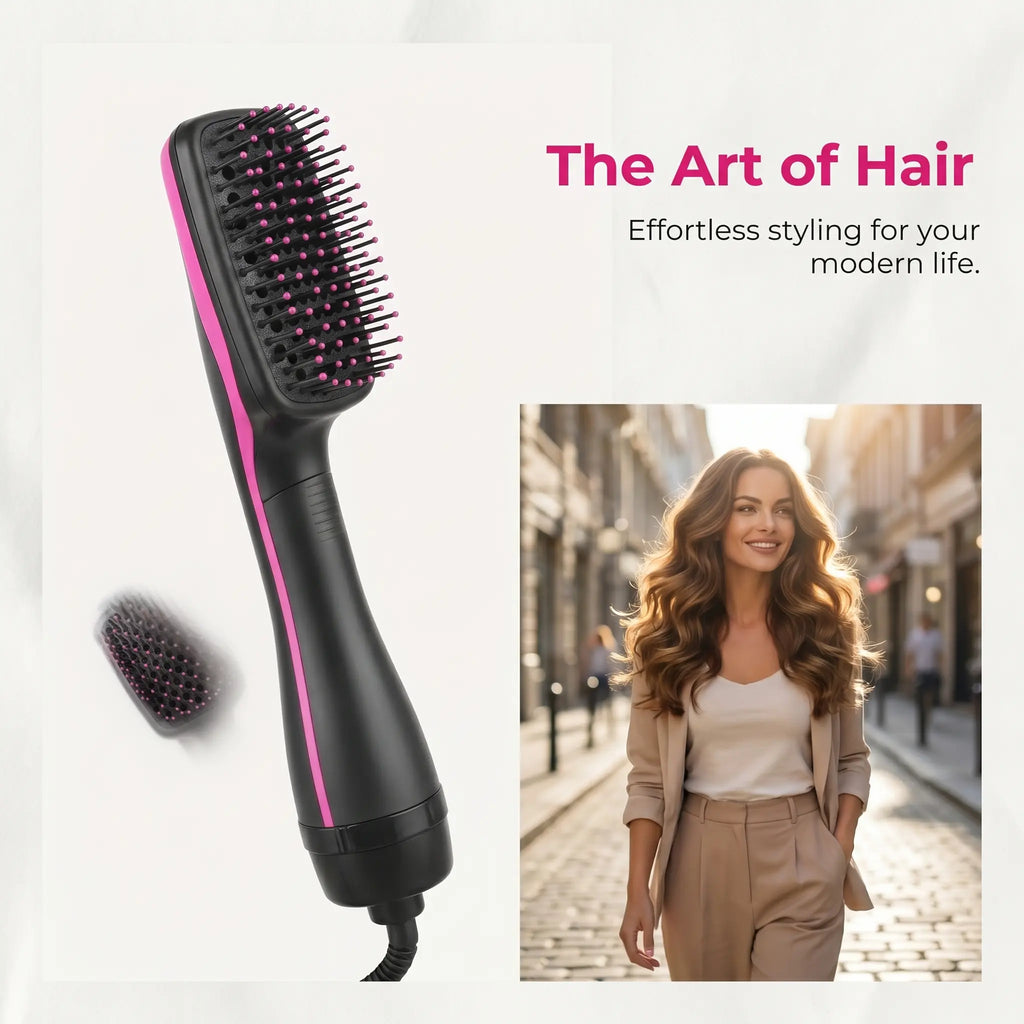 2-In-1 Hair Dryer Brush, Hot Air Brush for Curling, Straightening & Volumizing, Fast Styling Blow Dryer Brush for Smooth Frizz-Free Salon-Style Hair #Summervibes