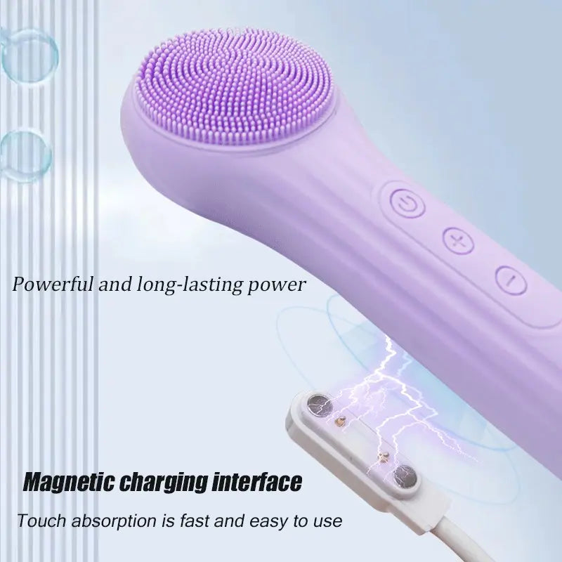 Facial Cleanser, Silicone Face Brush, Facial Vibration Massage, USB Rechargeable Face Cleaner, Facial Cleansing Brush, Skin Care Tool for Deep Cleaning