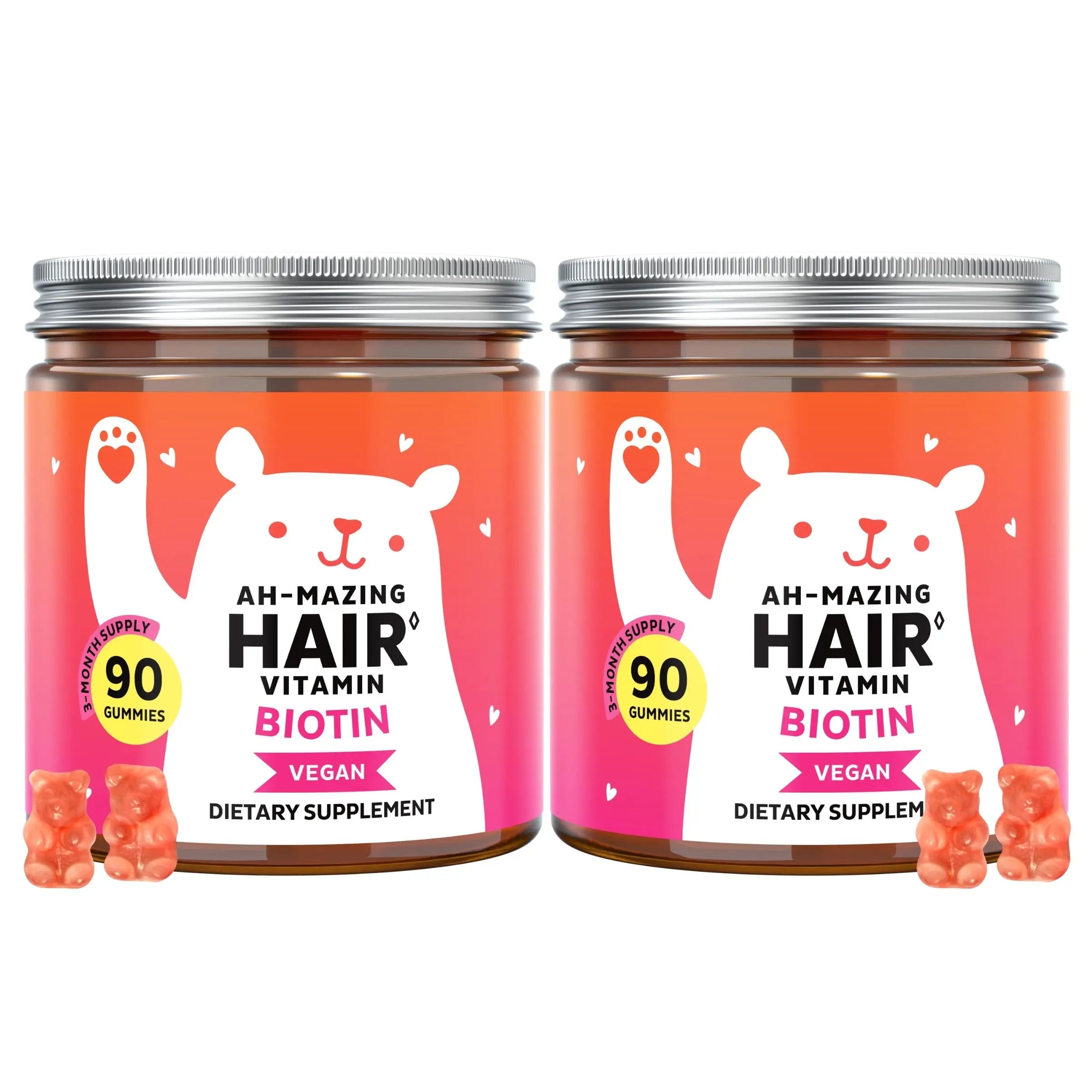 Bears with Benefits Biotin Gummies for Hair Growth, Skin & Nails – 5000 Mcg Biotin + Vitamins C & E + Zinc - 30 Gummies - Vegan Wild Berry Flavor - 1 Month Supply