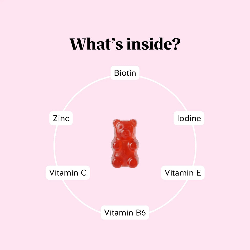 Bears with Benefits Biotin Gummies for Hair Growth, Skin & Nails – 5000 Mcg Biotin + Vitamins C & E + Zinc - 30 Gummies - Vegan Wild Berry Flavor - 1 Month Supply