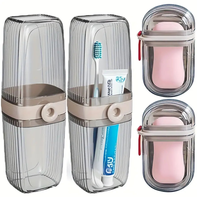With Lid Soap Box and Toothbrush Travel Case, Portable Soap Holder, for Storing Soap and Toothbrushes, Essential Items for University Dormitories, Suitable for Bathrooms, Gyms, School Dormitories, Efficient Drainage, Tooth Brush Holder with Cover