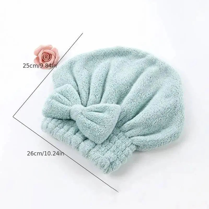 Women'S 2-Piece/4-Piece Bow Decor Shower Caps & Hair Drying Cap Set, Soft Ultra-Absorbent Reusable Hair Towel Wrap, Camping Essential Self Care Products (Sports & Outdoor)