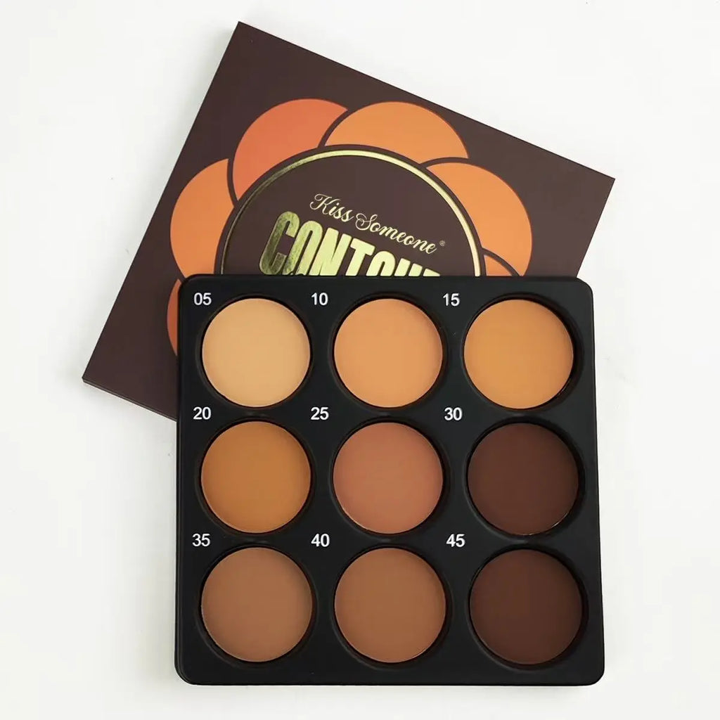 9-Color Dark Contour Palette — Full Coverage, Matte Finish, Waterproof & Long-Lasting, Natural Makeup Baked Bronzer Bronzer Highlighter