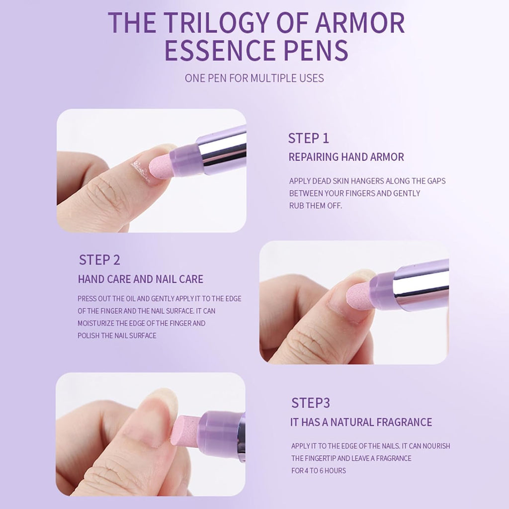 Ceramic Cuticle Oil Pusher Pen: 3-In-1 Nail Cuticle Remover Oil Pen with Tools - Nail Care Oil Cuticle Pusher with Ceramic Tip for Hangnails & Dry & Damaged Nail
