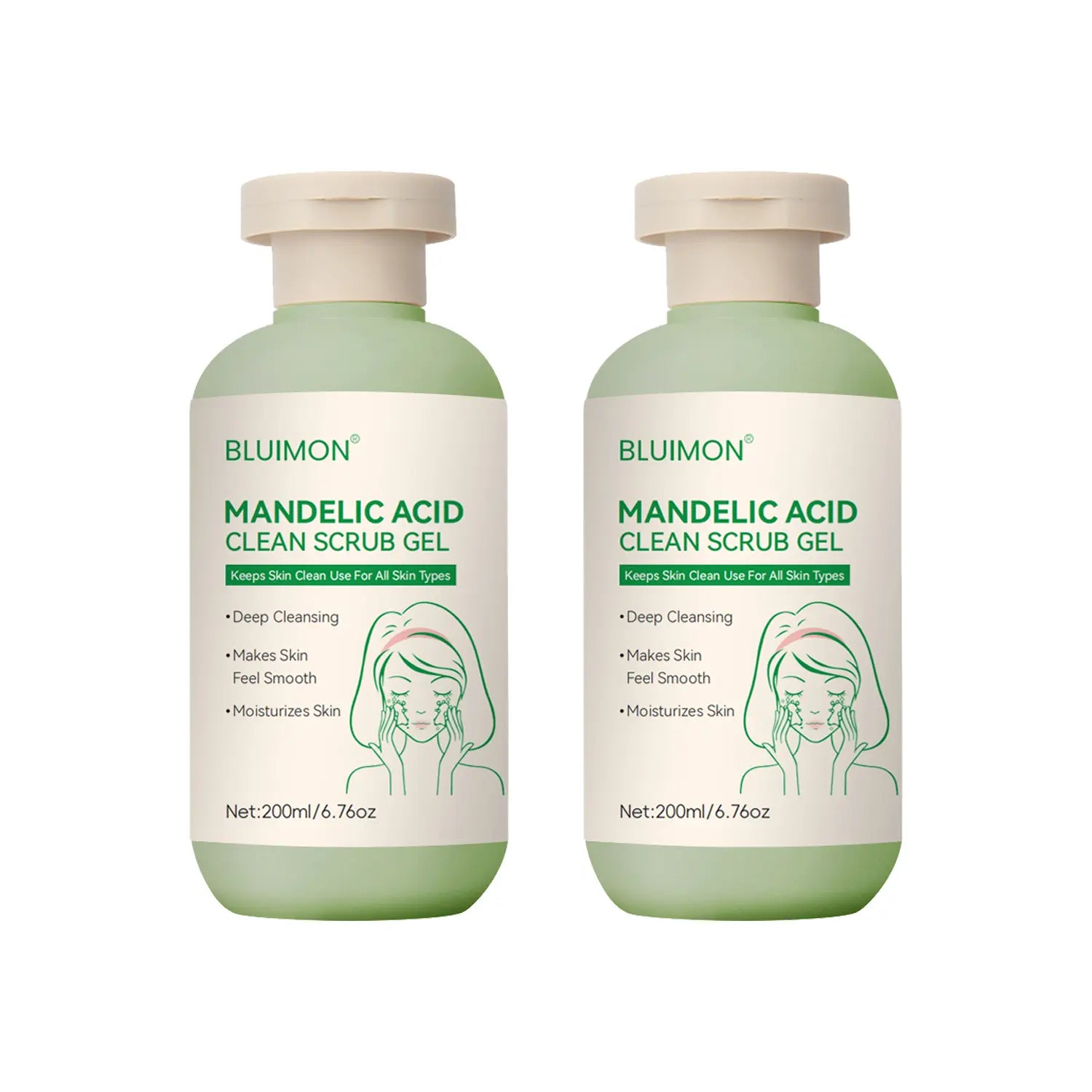 Bluimon Collagen Boosting Exfoliating Gel Positively Radiant Skin Brightening Daily Facial Scrub with Moisture-Rich Plant Extract 6.76 Oz