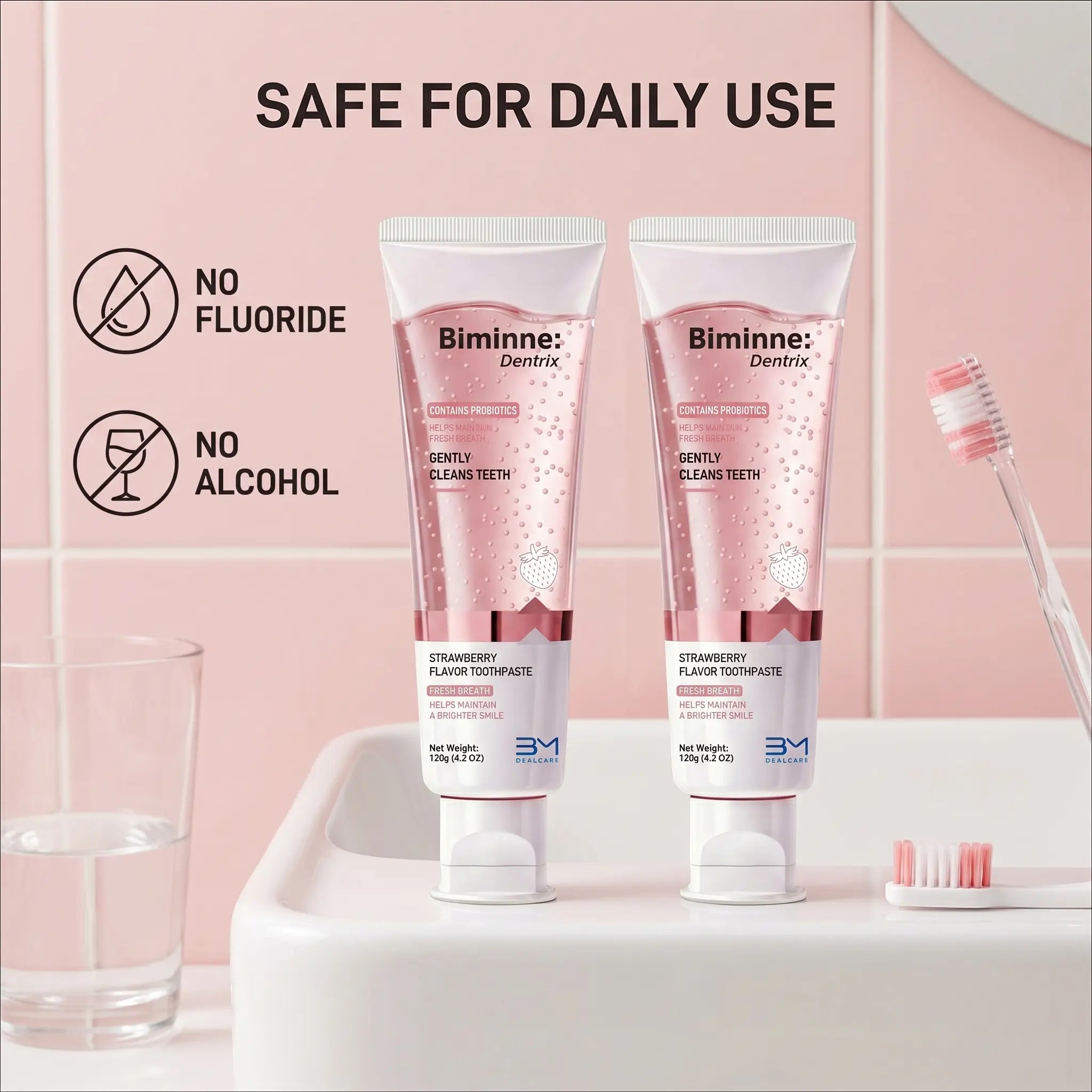 Biminne Whitening Niacinamide Toothpaste Probiotic Sensitive Teeth Care Sensitive Teeth Flouride Free Toothpaste Effective Formula Zero Fluoride