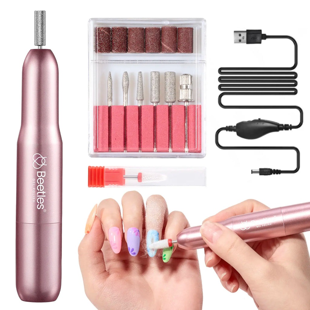 Beetles Electric Nail Drill Kit, 7 Drill Bits 0-12000 RPM Portable Electric Nail File Machine for Gel Polish Removal, Acrylic Dip Nails, Cuticle Care, Prep, DIY Manicure Pedicure Tools at Home