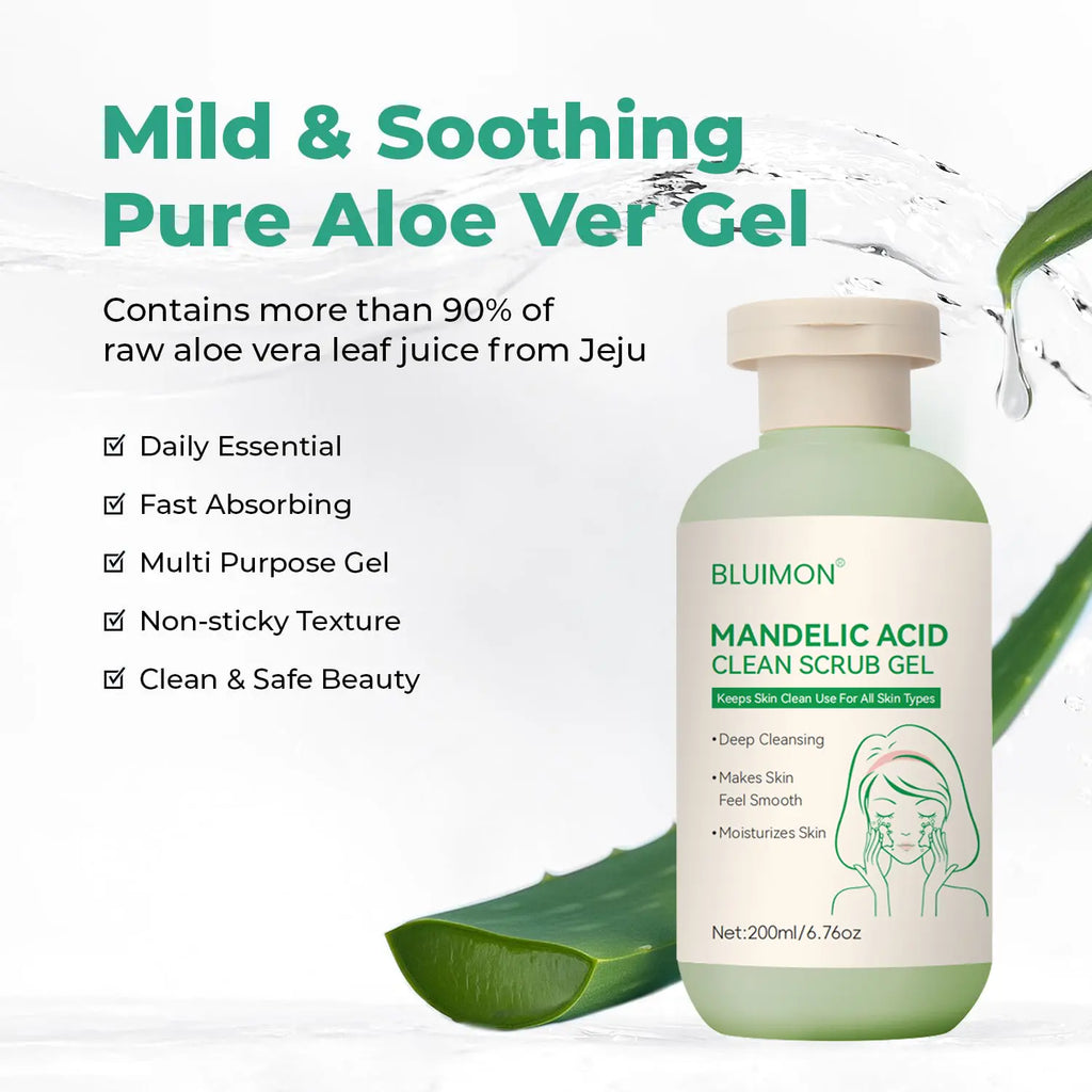 Bluimon Collagen Boosting Exfoliating Gel Positively Radiant Skin Brightening Daily Facial Scrub with Moisture-Rich Plant Extract 6.76 Oz