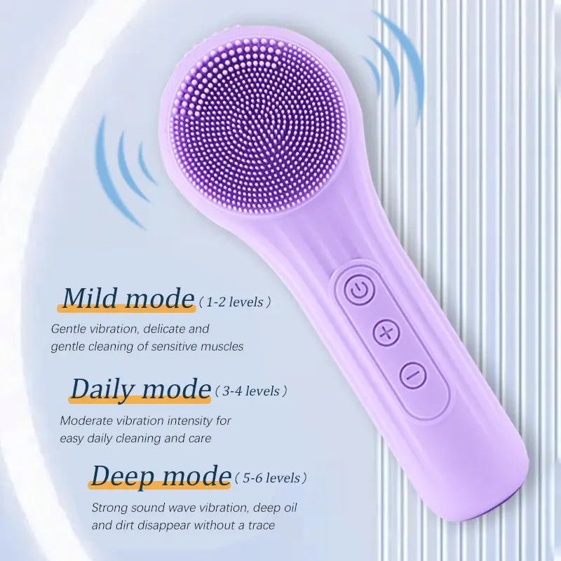 Facial Cleanser, Silicone Face Brush, Facial Vibration Massage, USB Rechargeable Face Cleaner, Facial Cleansing Brush, Skin Care Tool for Deep Cleaning
