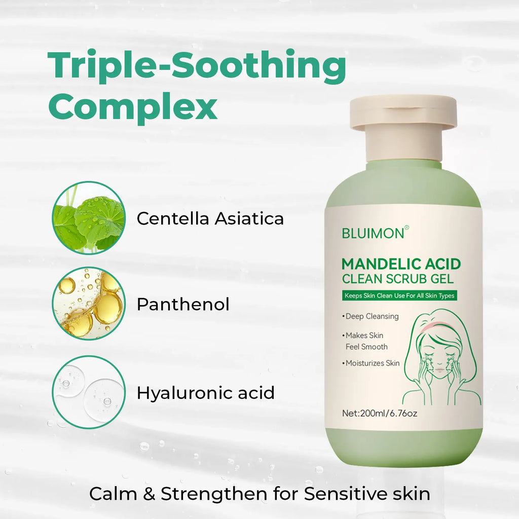 Bluimon Collagen Boosting Exfoliating Gel Positively Radiant Skin Brightening Daily Facial Scrub with Moisture-Rich Plant Extract 6.76 Oz