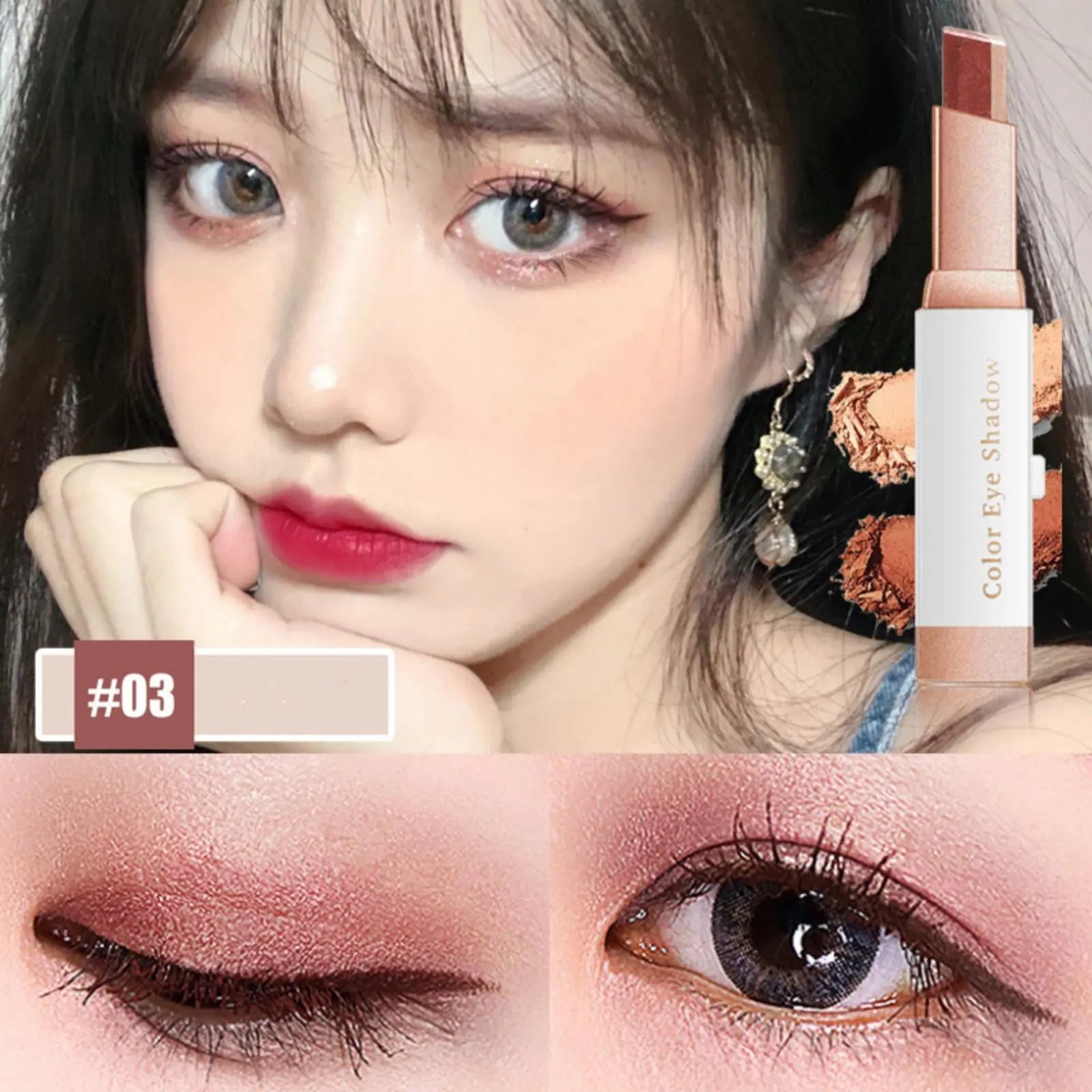 6-Pcs Glitter Duochrome Eyeshadow Stick Set - Glittery, Sparkle, Bright, Colorful Glitter Crayon Format Eyeshadow, Pearlescent Matte Cosmetic, Alcohol-Free, Waterproof, Long-Lasting, Smooth Easy-To-Wear Makeup, Lm-6P-Es, Glittery Eyeshadow