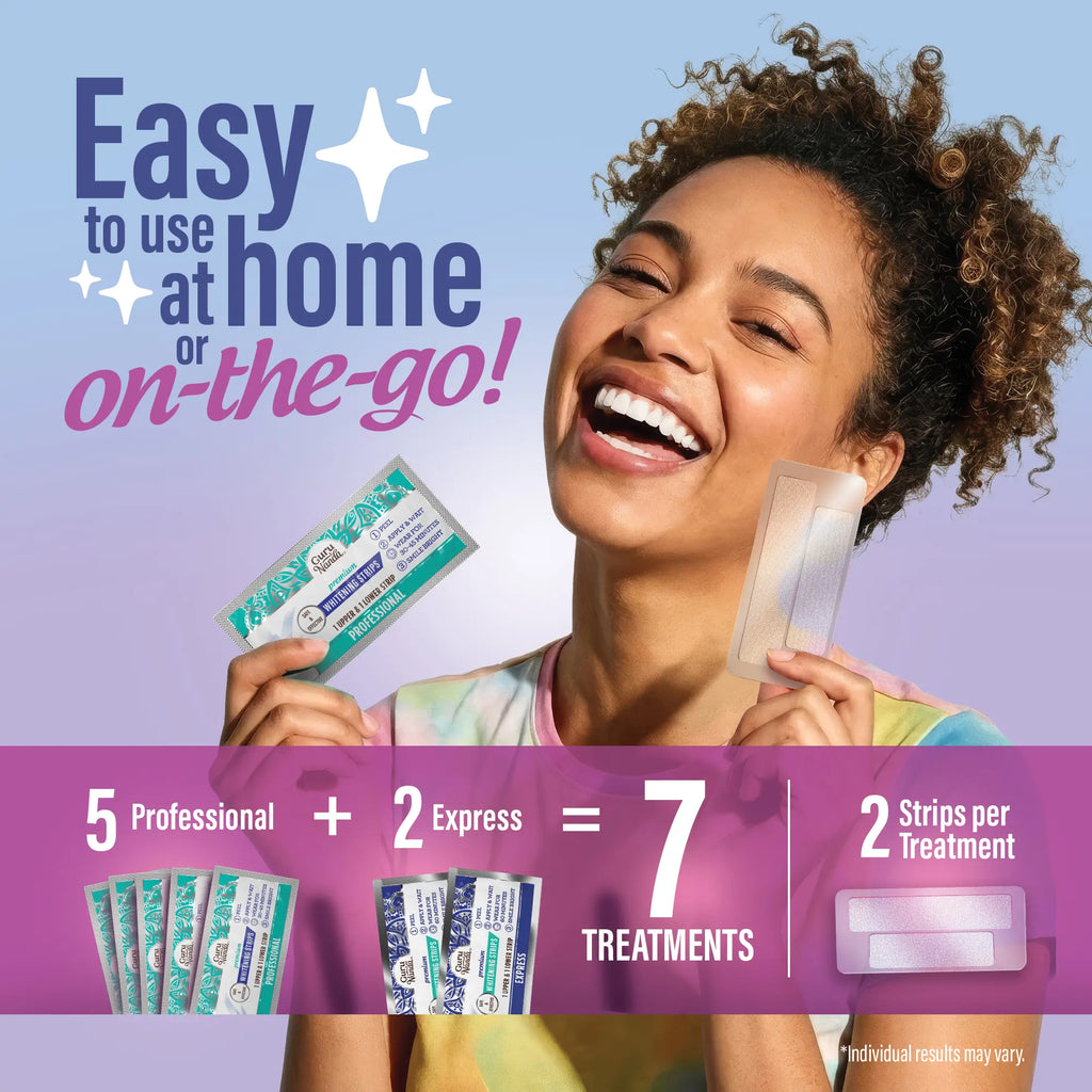 Gurunanda Whitening Strips, 7-Day Treatment (7 Packets - 2 Strips per Pack) - Non-Slip, Dry Strip Technology