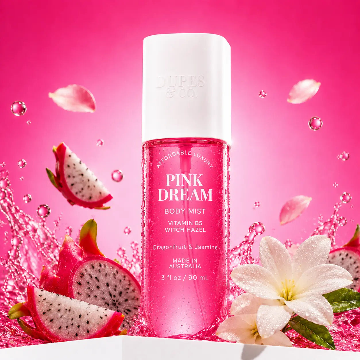 Pink Dream Body Mist, Dragonfruit & Jasmine, Womens Body Mist, Fruity Floral Perfume Spray, 3 Fl Oz, Dragonfruit, Jasmine, Fruity Floral, Tropical, Sweet