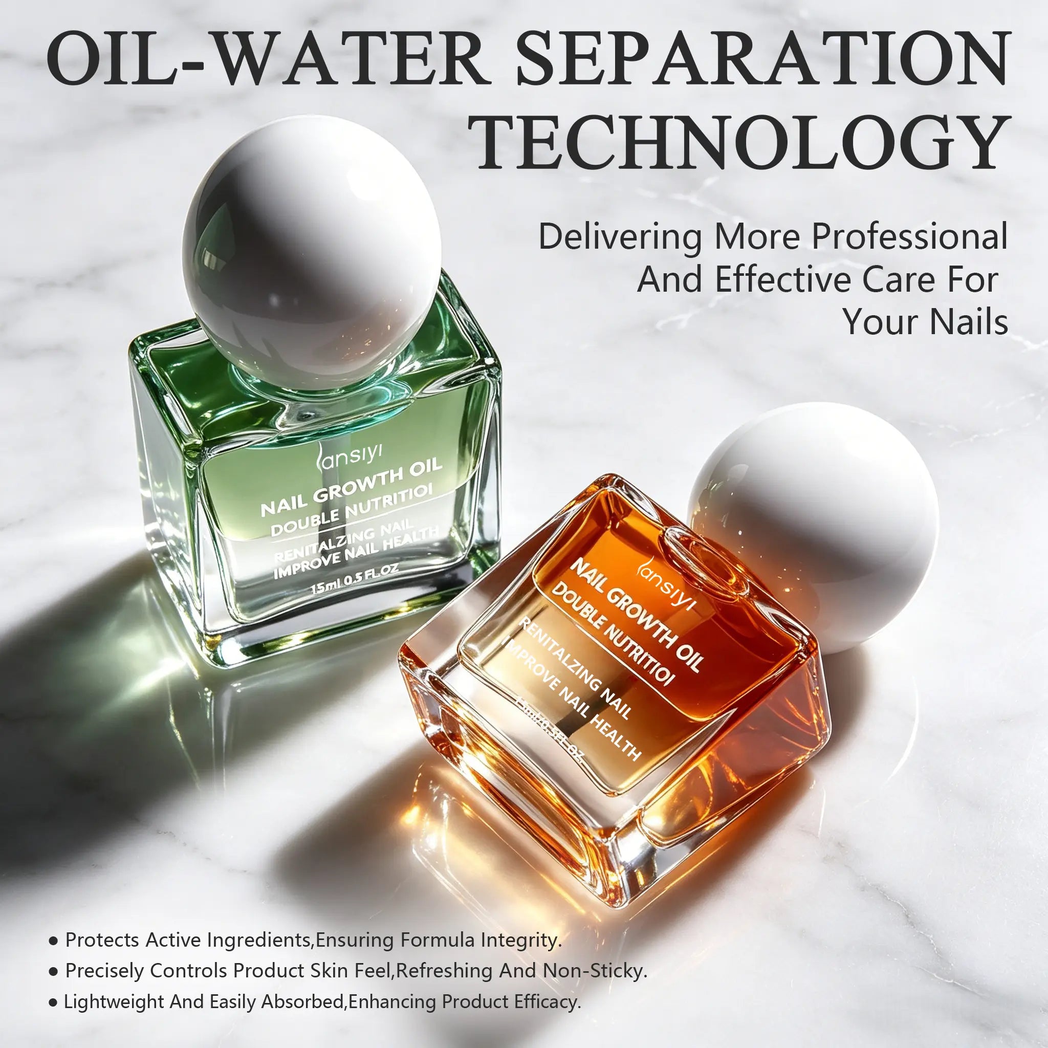 Lansiyi Organic Nail Growth Oil - Vitamin & Keratin-Infused Formula: Moisturizes, Strengthens, Brightens & Repairs Fragile, Brittle Nail Health，Nail Care Product