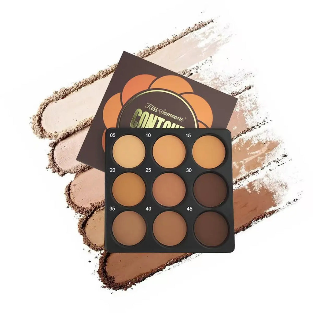 9-Color Dark Contour Palette — Full Coverage, Matte Finish, Waterproof & Long-Lasting, Natural Makeup Baked Bronzer Bronzer Highlighter