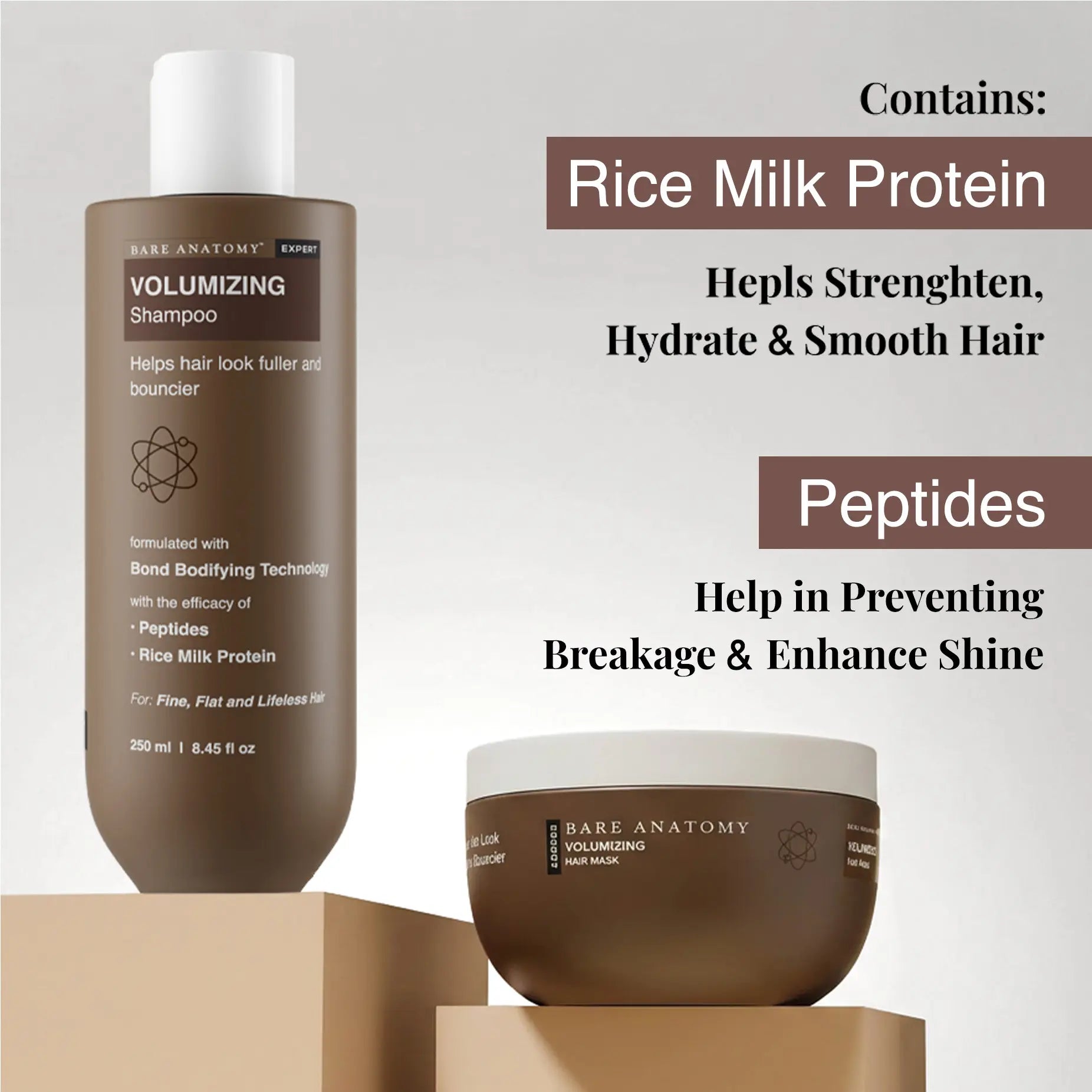 Volumizing Shampoo (250Ml)+Volumizing Hair Mask (250G) + Root Lift & Volume Spray (135Ml) for Smooth Lengths & Long-Lasting Root Volume