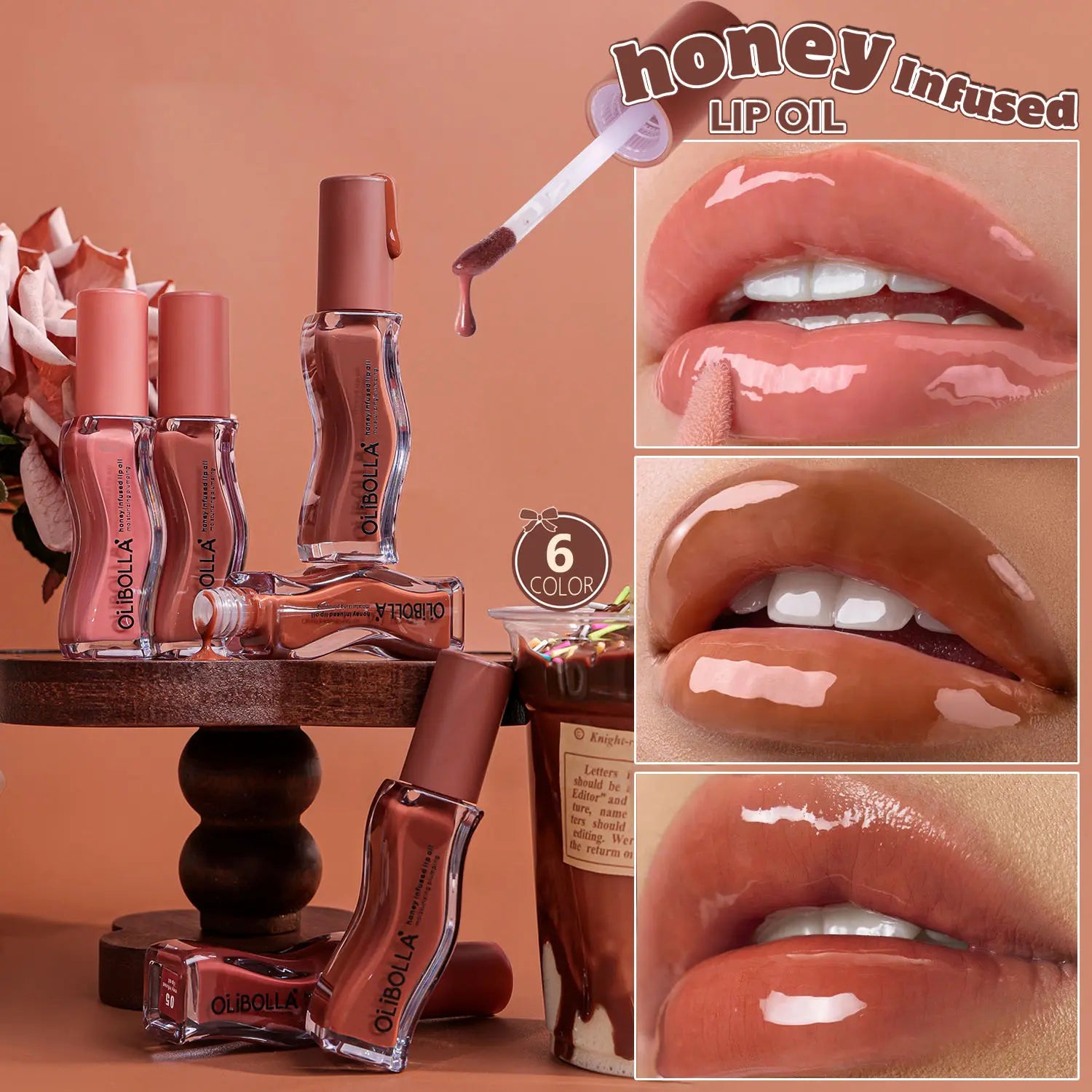 Nude Blurring Lip Gloss - 2-In-1 Combination Makeup Products for Lips & Cheeks, Highly Pigmented, Long-Lasting, Glossy Plump Color, Smooth Powder Finish, Lightweight, Layerable