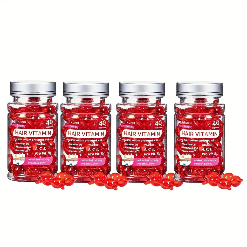 Eikana Hair Vitamin Capsules 40Pcs, Enriched with Vitamins a C E & Avocado Oil, Deep Nourishing Hair Serum for Smooth Silky Shine, Frizz Control, Easy Single-Use for All Hair Types