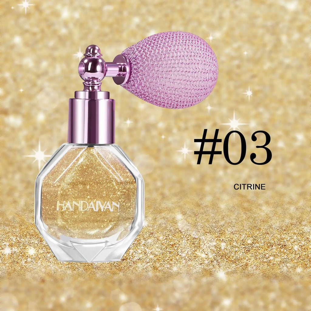 Shimmering Highlighter Powder Spray - 10Ml Radiant Shimmer, Waterproof Long-Lasting Sparkling Gloss, All-Makeup Cosmetic for Face, Body, Hair - Ideal for Party, Daily Wear