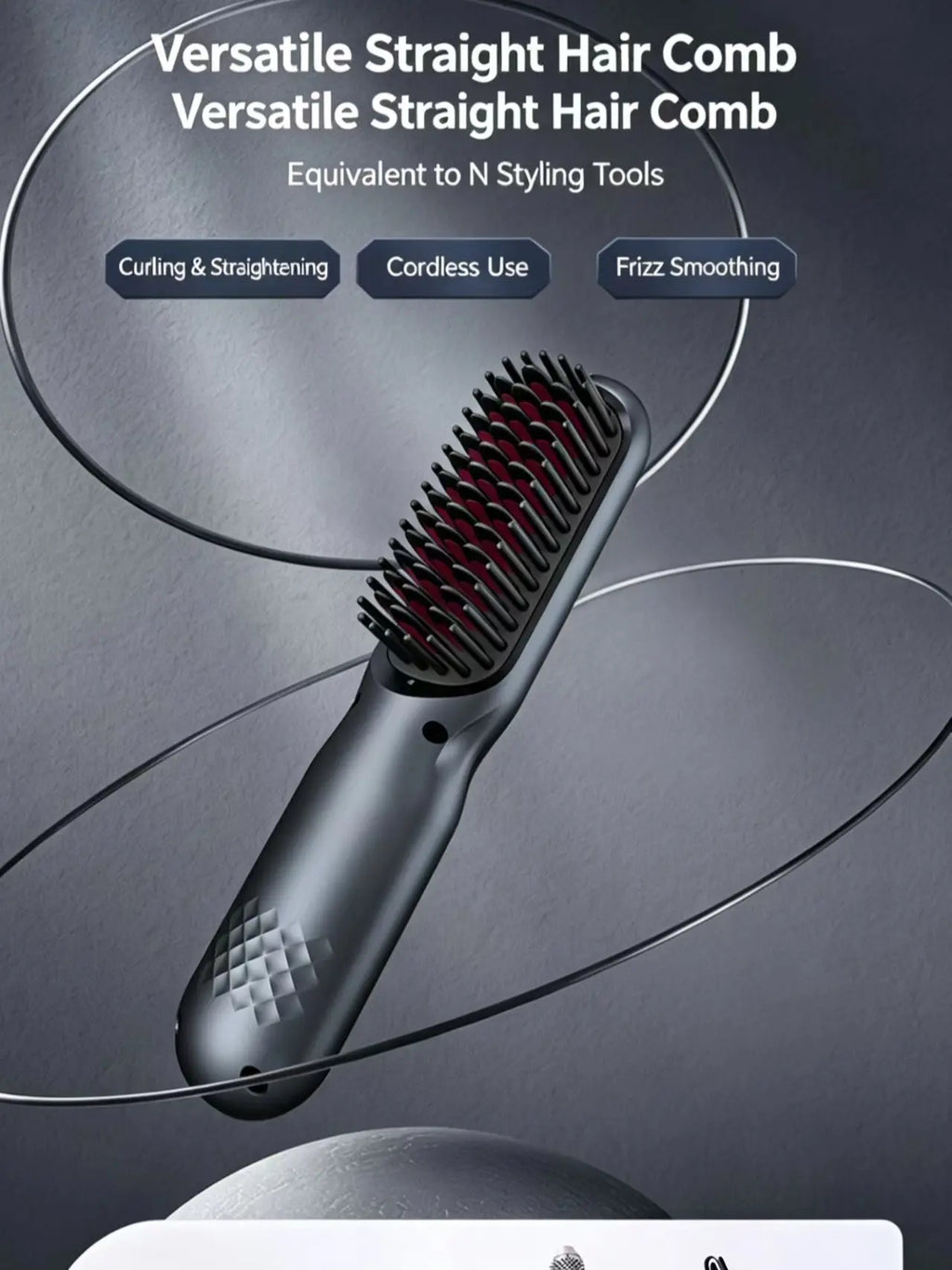 Cordless Hair Straightening Brush - Professional Personal Care Appliance for Smooth Daily Hair Styling and Curling