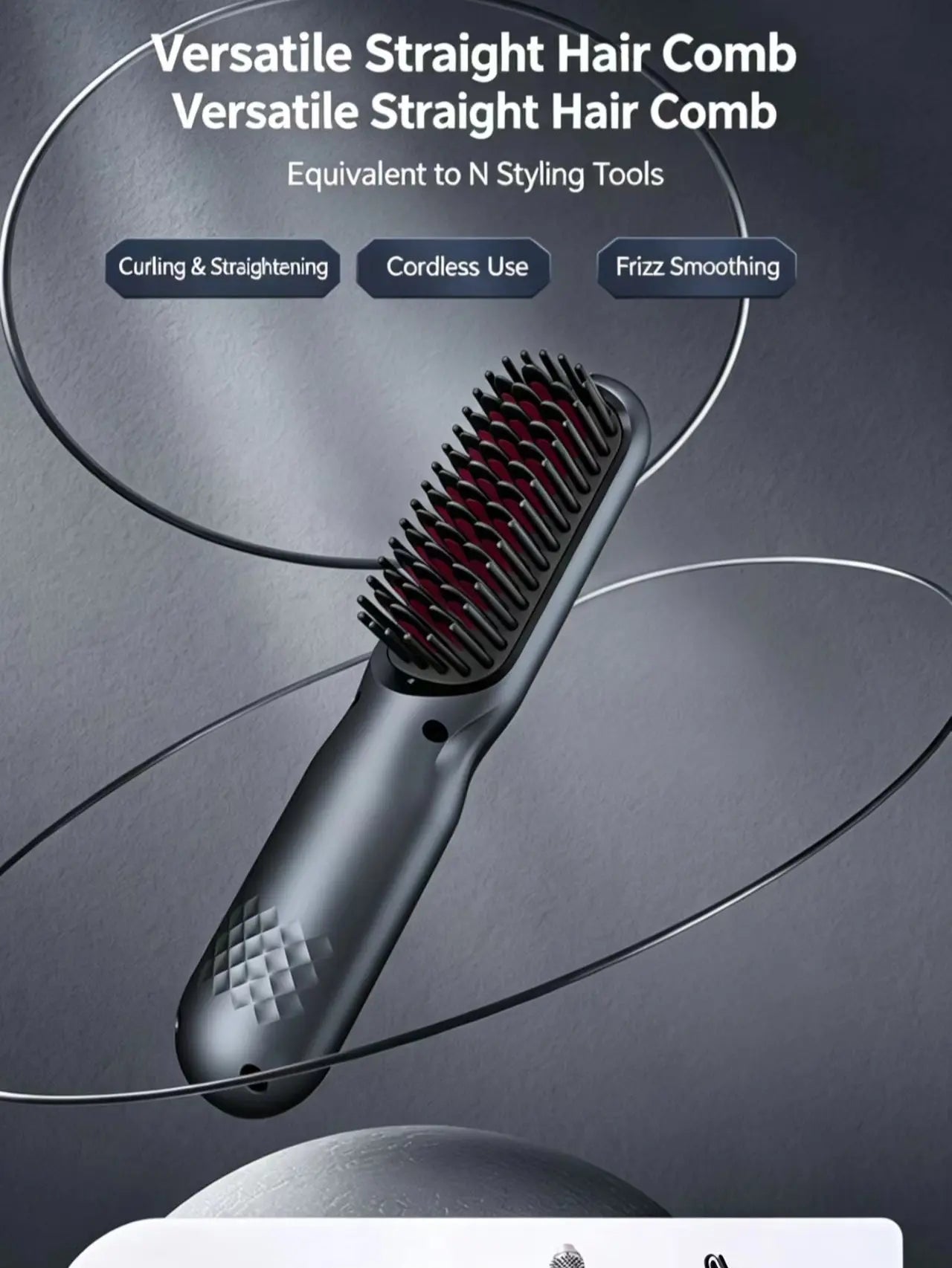 Cordless Hair Straightening Brush - Professional Personal Care Appliance for Smooth Daily Hair Styling and Curling
