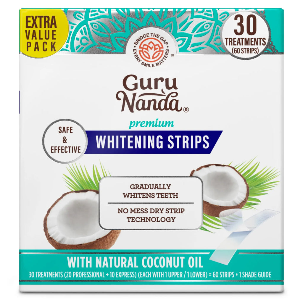 Gurunanda Whitening Strips, 7-Day Treatment (7 Packets - 2 Strips per Pack) - Non-Slip, Dry Strip Technology