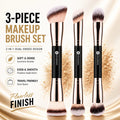 KINGMAS 3PCS Clean Girl Makeup Brush Set – Ultra Soft Dual-Ended Brushes for Flawless Blending, Foundation, Contour & Blush