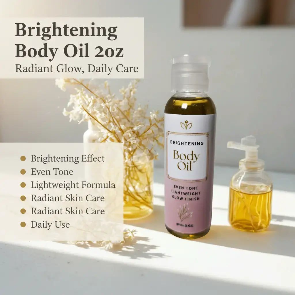 Brightening Body Oil 2 Oz - Even Tone Lightweight Glow Finish for Radiant Skin Care, Ideal for Daily Use