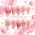 10Pcs Handmade Press on Nails Baby Pink Blush Ombre, Pearl Shimmer, Spring Summer 3D Flower Acrylic Fake Nails with Imitation Pearl Design for Women, Easy to Wear for Parties, Daily & Dancing, Nail Kit, Nail Art Tool