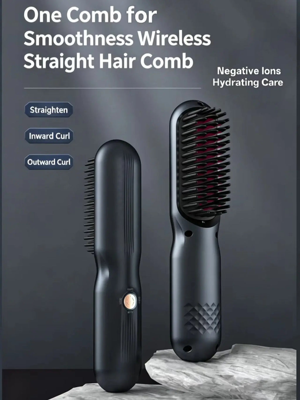 Cordless Hair Straightening Brush - Professional Personal Care Appliance for Smooth Daily Hair Styling and Curling