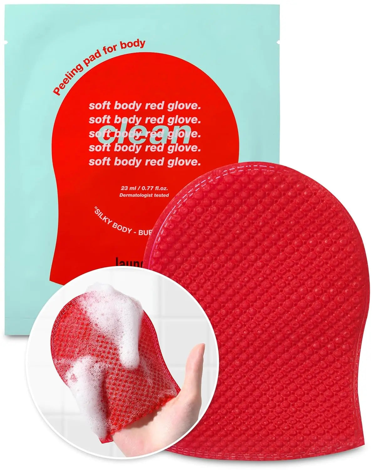 LAUNDRYOU Exfoliating Body Glove Personal Care Pack Accessories, Gentle Bath Cleansing Scrub Mitt with Hyaluronic Acid, Papaya Enzyme for Nourishing Care, Korean Essential for Normal Skin Bath & Shower (5 Pads)