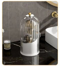 Concealed Toothbrush Holder, Rotating Bathroom Organizer Countertop, Toothbrush Holders with Cover, Bathroom Counter Organizer with Covered Makeup Brush Holder (1Pcs White)