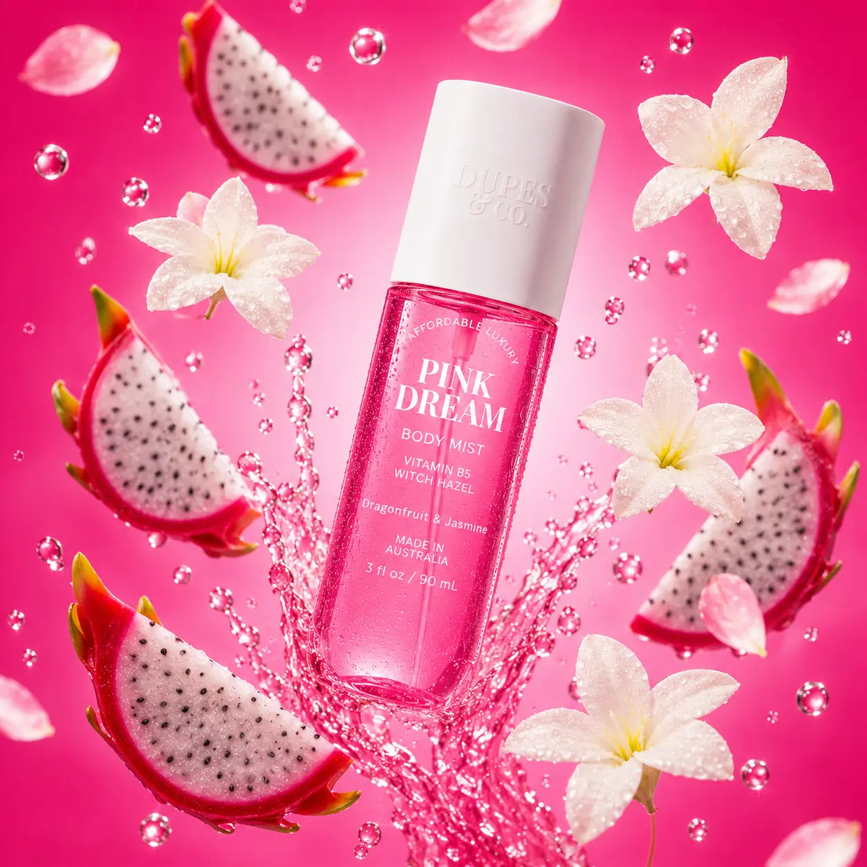 Pink Dream Body Mist, Dragonfruit & Jasmine, Womens Body Mist, Fruity Floral Perfume Spray, 3 Fl Oz, Dragonfruit, Jasmine, Fruity Floral, Tropical, Sweet