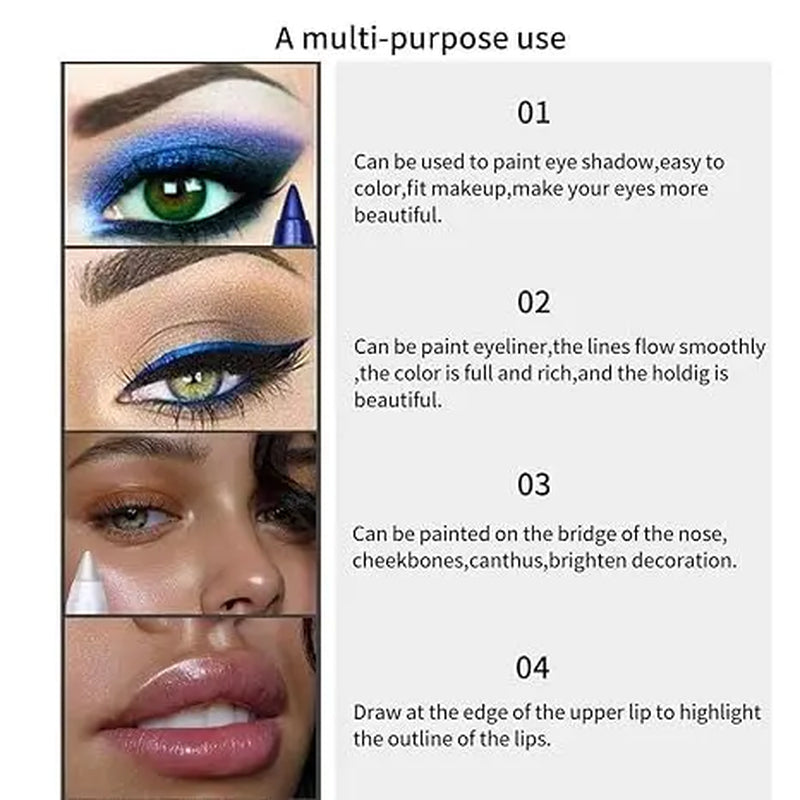 12 Color Eyeliner Pencil Complimentary Pen Sharpener Makeup Matte Lipliner Sweat Resistant High Shine Pearl Smoky Punk Goth Eyeshadow Pens Cosmetic Halloween
