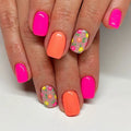 24Pcs Short Square Colorful Flower Press-On Nails, Salon Quality Nails, Easy to Apply, Durable, Daily, Party, Creative Nail Art, Includes Jelly Glue and File