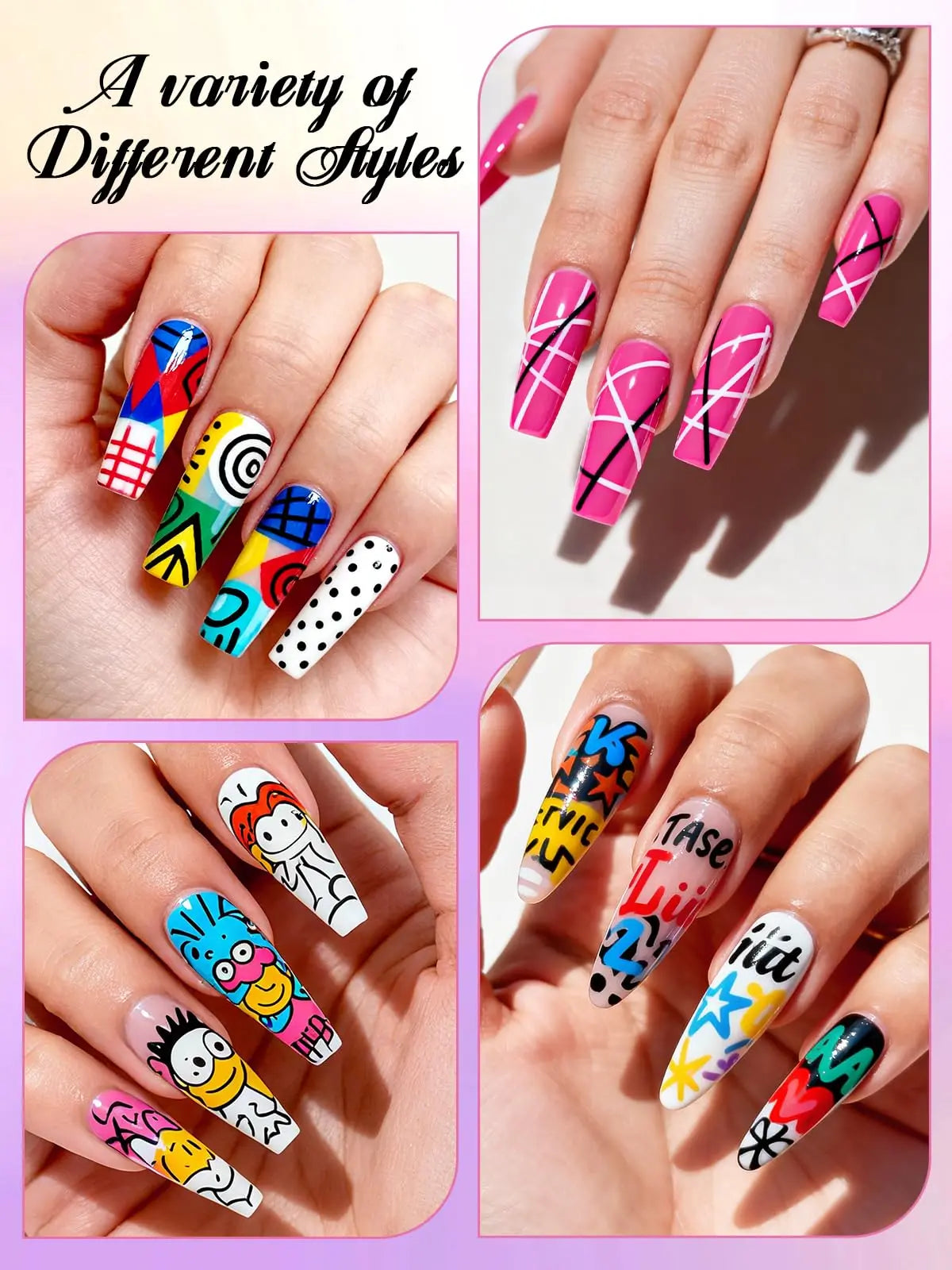 12 Color Nail Art Pens Set - Nail Polish Graffiti Dotting Drawing Liner Markers DIY Manicure Accessories