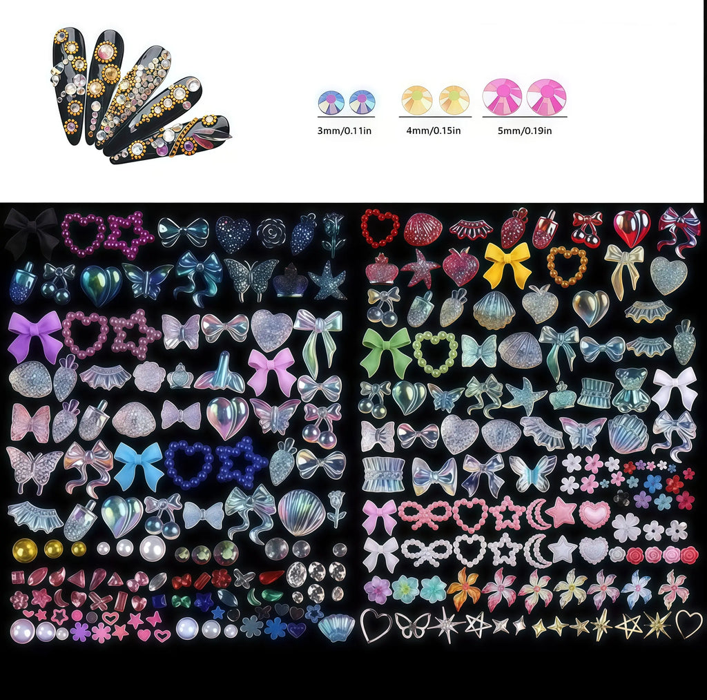24 Grid Nail Art Decoration Set, Mixed Shapes with Pen & Tweezers, Shiny Accessories, Rhinestone Decorations for Women & Girls, Professional Manicure Supplies, DIY Nail Art, Nail Art Design