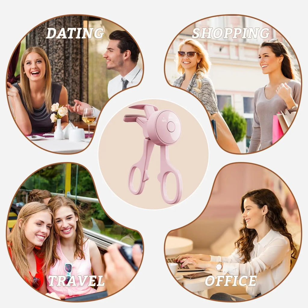 Heated Eyelash Curlers - Eye Lash Curler Heat - Mini Electric Eyelash Curler with LED Display 3 Temp Settings USB Rechargeable Natural Curling 24H Long Lasting for Women Makeup Tools Gifts