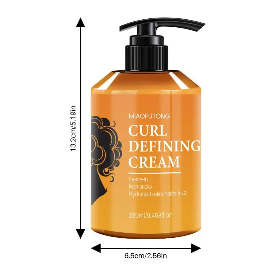 Curl Defining Cream 280Ml for Wavy & Curly Hair, Lightweight Leave-In Styling Cream Helps Smooth Frizz, Moisturize Dry-Feeling Hair, Reduce Static, Add Soft Bounce & Natural Curl Definition