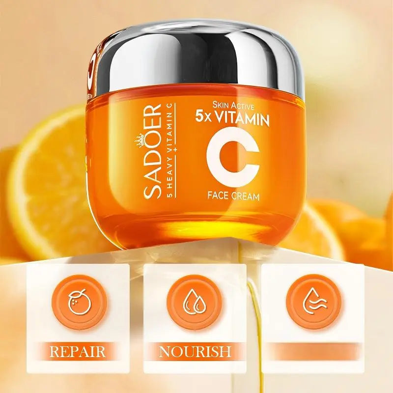 Korean Cream with 5X Vitamin C, Hydrating & Repairing Face Cream - Facial Moisturizer for Fine Lines,Wrinkles,Uneven Skin Tone, 1.76 Oz Hydrate Moisture Smoothing Moisturizing Gentle