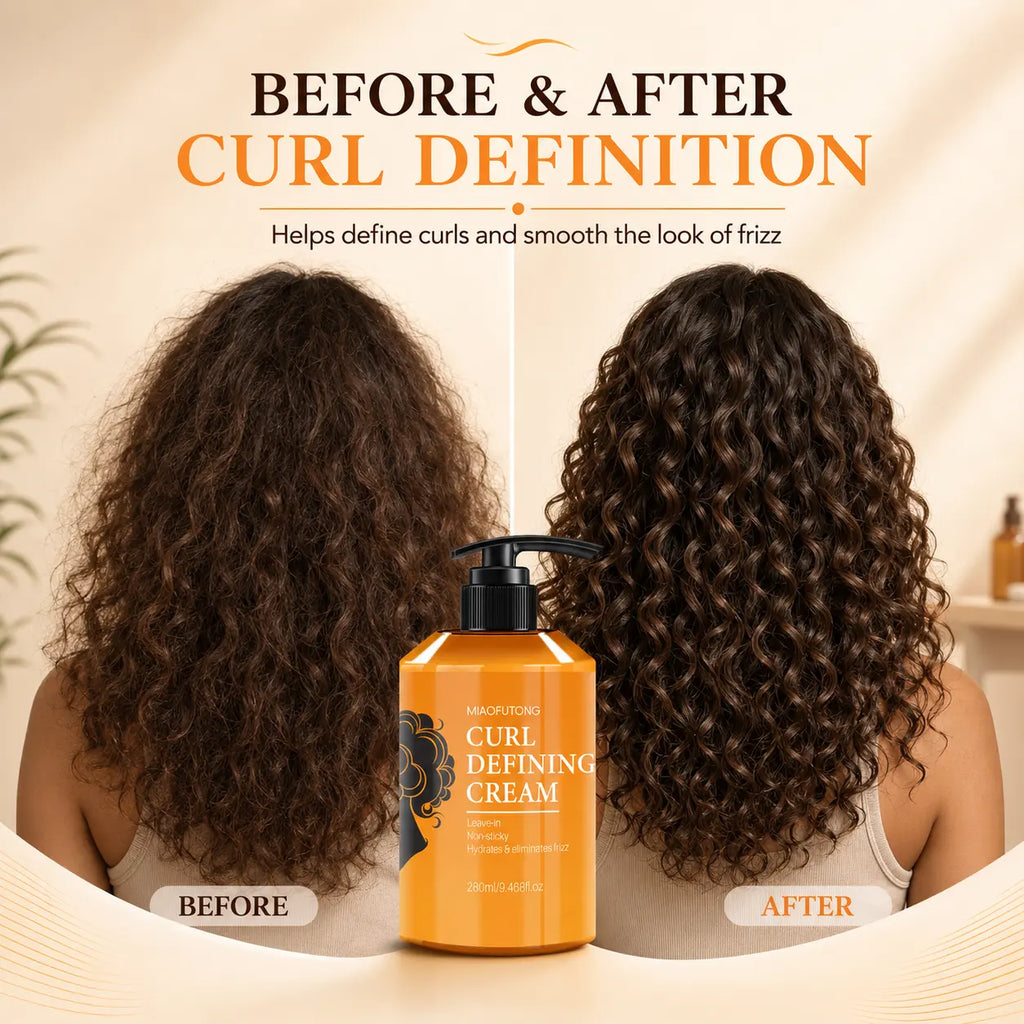 Curl Defining Cream 280Ml for Wavy & Curly Hair, Lightweight Leave-In Styling Cream Helps Smooth Frizz, Moisturize Dry-Feeling Hair, Reduce Static, Add Soft Bounce & Natural Curl Definition