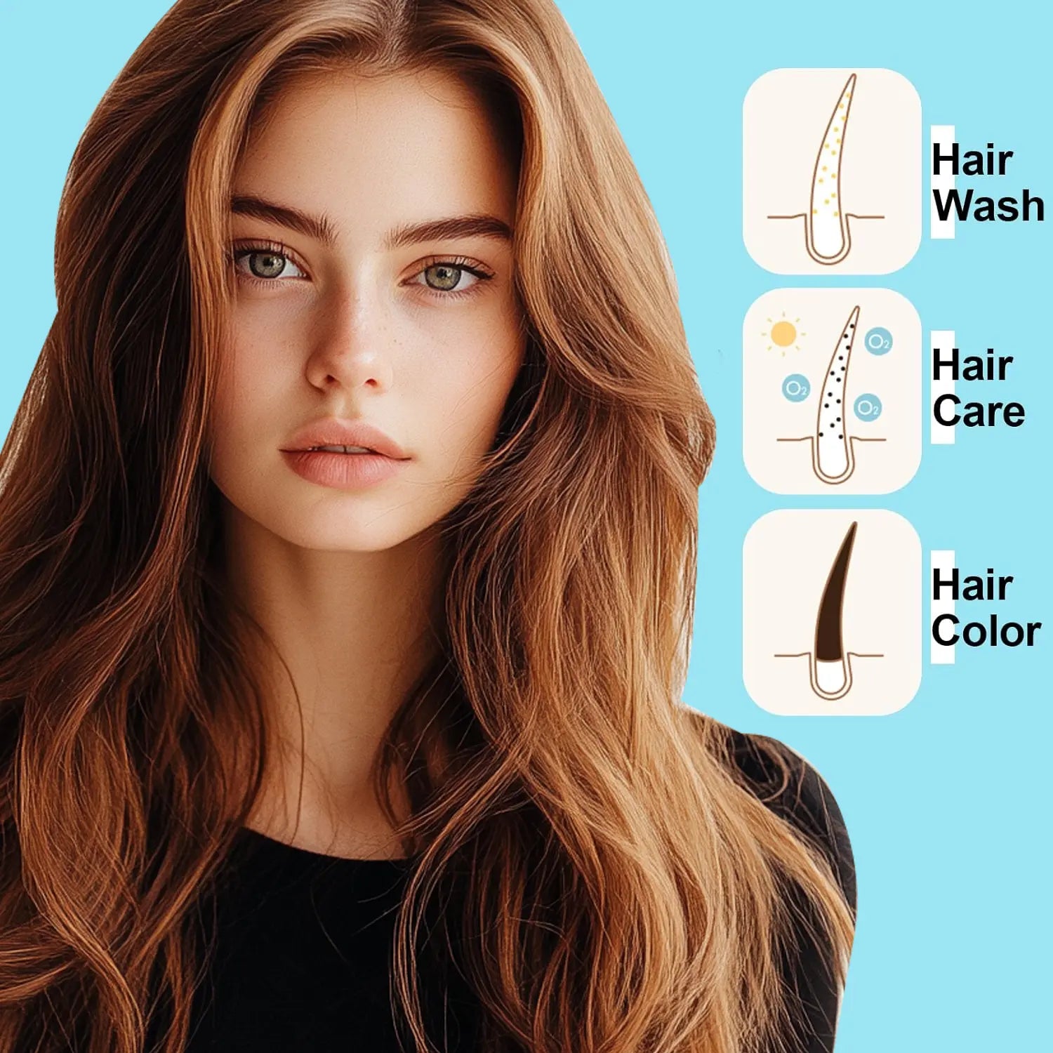 3-In-1 Hair Color Shampoo Instant Hair Dye Shampoo, Hair Color for Grey Coverage, Herbal Ingredients, Natural Tinte, Ammonia-Free, Long Lasting,Haircare Tiktokshopspringglowup Red