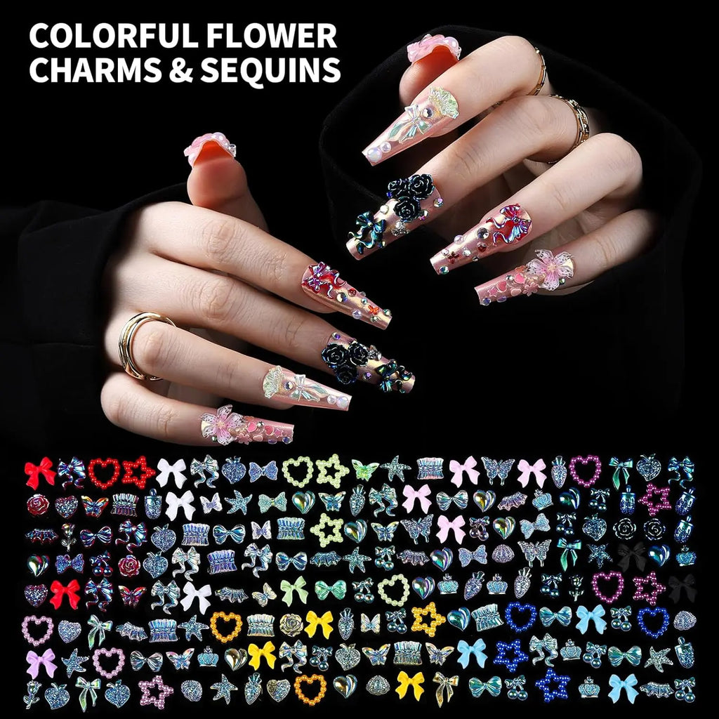 24 Grid Nail Art Decoration Set, Mixed Shapes with Pen & Tweezers, Shiny Accessories, Rhinestone Decorations for Women & Girls, Professional Manicure Supplies, DIY Nail Art, Nail Art Design
