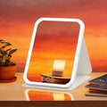 LED Makeup Mirror Rechargeable 3 Color Lights Foldable Travel Vanity Mirror with Touch Control Dimmable Rechargeable Lighted Mirror