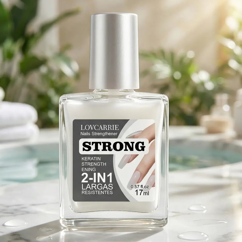 LOVCARRIE 2-In-1 Keratin Strengthening Nail Strengthener — Rescues Brittle Nails — Ideal for Nail Art Enthusiasts — 17Ml / 0.57 Fl.Oz